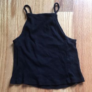 Black High Neck Crop Top